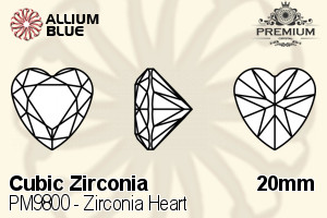 PREMIUM CRYSTAL Zirconia Heart 20mm Zirconia White