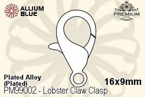 Lobster Claw Clasp (PM99002) 16x9mm - Plated Alloy