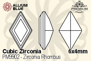 PREMIUM Zirconia Rhombus (PM9902) 6x4mm - Cubic Zirconia - Click Image to Close