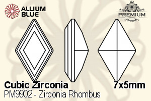 PREMIUM Zirconia Rhombus (PM9902) 7x5mm - Cubic Zirconia - Click Image to Close