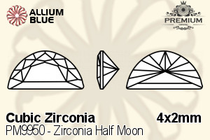 PREMIUM CRYSTAL Zirconia Half Moon 4x2mm Zirconia White