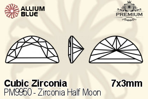 PREMIUM CRYSTAL Zirconia Half Moon 7x3mm Zirconia White