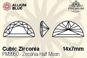 PREMIUM CRYSTAL Zirconia Half Moon 14x7mm Zirconia White