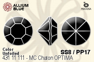 寶仕奧莎 機切尖底石 OPTIMA (431 11 111) SS8 / PP17 - 顏色 無水銀底