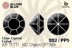 寶仕奧莎 機切尖底石 OPTIMA (431 11 111) SS2 / PP5 - 透明白色 金箔底