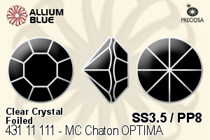 Preciosa MC Chaton OPTIMA (431 11 111) SS3.5 / PP8 - Clear Crystal With Golden Foiling