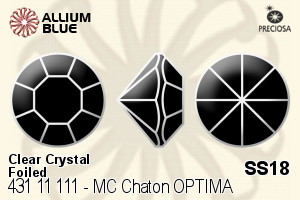 Preciosa MC Chaton OPTIMA (431 11 111) SS18 - Clear Crystal With Golden Foiling