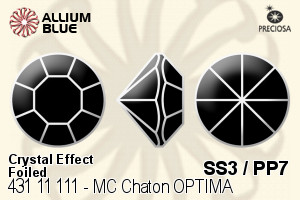 寶仕奧莎 機切尖底石 OPTIMA (431 11 111) SS3 / PP7 - 白色（鍍膜） 銀箔底