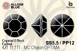 寶仕奧莎 機切尖底石 OPTIMA (431 11 111) SS5.5 / PP12 - 白色（鍍膜） 銀箔底 - 關閉視窗 >> 可點擊圖片