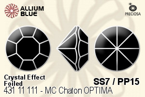 Preciosa プレシオサ MC マシーンカットチャトン OPTIMA (431 11 111) SS7 / PP15 - クリスタル エフェクト 裏面シルバーフォイル - ウインドウを閉じる