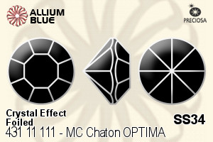 Preciosa MC Chaton OPTIMA (431 11 111) SS34 - Crystal Effect With Silver Foiling