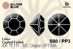 Preciosa MC Chaton OPTIMA (431 11 111) SS0 / PP3 - Color (Coated) With Golden Foiling