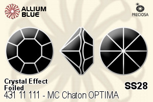 寶仕奧莎 機切尖底石 OPTIMA (431 11 111) SS28 - 白色（鍍膜） 金箔底 - 關閉視窗 >> 可點擊圖片