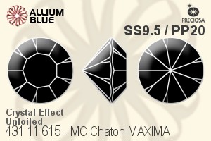 寶仕奧莎 機切尖底石 MAXIMA 美飾瑪 (431 11 615) SS9.5 / PP20 - 白色（鍍膜） 無水銀底 - 關閉視窗 >> 可點擊圖片