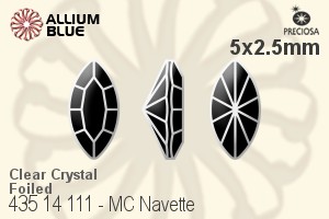 Preciosa MC Navette Fancy Stone (435 14 111) 5x2.5mm - Clear Crystal With Dura™ Foiling - Haga Click en la Imagen para Cerrar