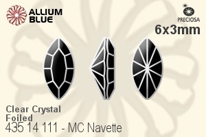 Preciosa MC Navette Fancy Stone (435 14 111) 6x3mm - Clear Crystal With Dura™ Foiling - Click Image to Close