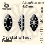 寶仕奧莎 機切馬眼形 花式石 (435 14 111) 4x2mm - 白色（鍍膜） DURA™耐用金屬箔底