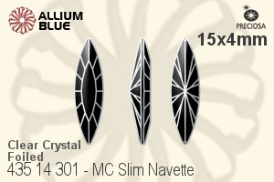 Preciosa MC Slim Navette Fancy Stone (435 14 301) 15x4mm - Clear Crystal With Dura™ Foiling - Click Image to Close