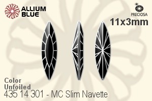 Preciosa プレシオサ MC マシーンカットSlim Navette ファンシーストーン (435 14 301) 11x3mm - カラー 裏面にホイル無し - ウインドウを閉じる