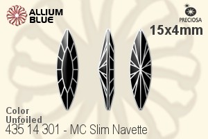 Preciosa プレシオサ MC マシーンカットSlim Navette ファンシーストーン (435 14 301) 15x4mm - カラー 裏面にホイル無し