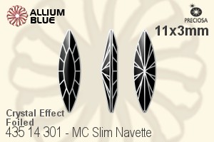 Preciosa MC Slim Navette Fancy Stone (435 14 301) 11x3mm - Crystal Effect With Dura™ Foiling - Haga Click en la Imagen para Cerrar