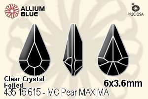 Preciosa MC Pear MAXIMA Fancy Stone (435 15 615) 6x3.6mm - Clear Crystal With Dura™ Foiling - Click Image to Close