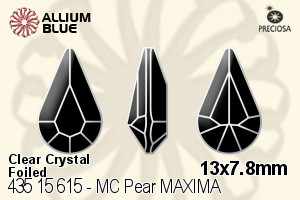 Preciosa MC Pear MAXIMA Fancy Stone (435 15 615) 13x7.8mm - Clear Crystal With Dura™ Foiling - Haga Click en la Imagen para Cerrar