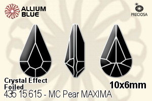 宝仕奥莎 机切Pear MAXIMA 美饰玛 花式石 (435 15 615) 10x6mm - 白色（镀膜） DURA™耐用金屬箔底