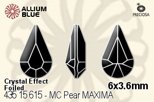 寶仕奧莎 機切Pear MAXIMA 美飾瑪 花式石 (435 15 615) 6x3.6mm - 白色（鍍膜） DURA™耐用金屬箔底 - 關閉視窗 >> 可點擊圖片