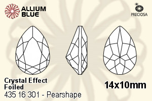 Preciosa MC Pearshape 301 Fancy Stone (435 16 301) 14x10mm - Crystal Effect With Dura™ Foiling - Haga Click en la Imagen para Cerrar