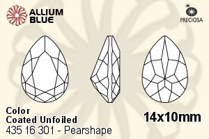 寶仕奧莎 機切Pearshape 301 花式石 (435 16 301) 14x10mm - 顏色（塗層） 無水銀底 - 關閉視窗 >> 可點擊圖片