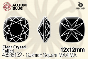 寶仕奧莎 Cushion 正方形 MAXIMA 美飾瑪 花式石 (435 36 132) 12x12mm - 透明白色 DURA™耐用金屬箔底