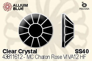 Preciosa MC Chaton Rose VIVA12 Flat-Back Hot-Fix Stone (438 11 612) SS40 - Clear Crystal - Click Image to Close