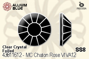 Preciosa MC Chaton Rose VIVA12 Flat-Back Stone (438 11 612) SS8 - Clear Crystal With Silver Foiling - Click Image to Close