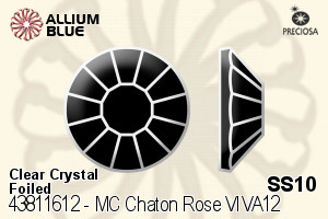 Preciosa MC Chaton Rose VIVA12 Flat-Back Stone (438 11 612) SS10 - Clear Crystal With Silver Foiling - Click Image to Close