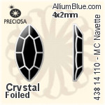 宝仕奥莎 机切马眼形 平底石 (438 14 110) 4x2mm - 透明白色 DURA™耐用金屬箔底