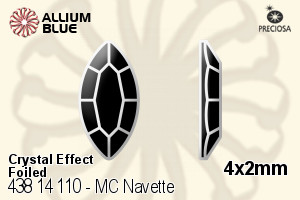Preciosa MC Navette Flat-Back Stone (438 14 110) 4x2mm - Crystal Effect With Dura™ Foiling