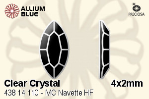 Preciosa MC Navette Flat-Back Hot-Fix Stone (438 14 110) 4x2mm - Clear Crystal