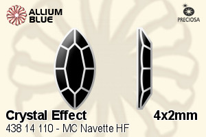 Preciosa MC Navette Flat-Back Hot-Fix Stone (438 14 110) 4x2mm - Crystal Effect