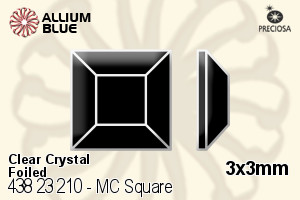 宝仕奥莎 机切正方形 平底石 (438 23 210) 3x3mm - 透明白色 DURA™耐用金屬箔底 - 关闭视窗 >> 可点击图片