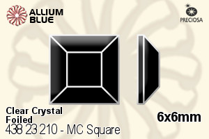 宝仕奥莎 机切正方形 平底石 (438 23 210) 6x6mm - 透明白色 DURA™耐用金屬箔底
