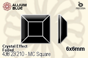 寶仕奧莎 機切正方形 平底石 (438 23 210) 6x6mm - 白色（鍍膜） DURA™耐用金屬箔底 - 關閉視窗 >> 可點擊圖片