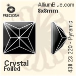 寶仕奧莎 機切Pyramid 平底石 (438 23 220) 8x8mm - 透明白色 DURA™耐用金屬箔底