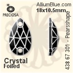 寶仕奧莎 機切Pearsshape 301 2H 手縫石 (438 67 301) 18x10.5mm - 透明白色 銀箔底