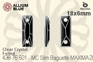 Preciosa MC Slim Baguette MAXIMA 2H Sew-on Stone (438 76 601) 18x6mm - Clear Crystal With Dura™ Foiling - Click Image to Close