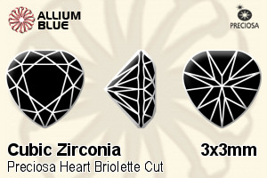 Preciosa Heart (HBC) 3x3mm - Cubic Zirconia - Click Image to Close
