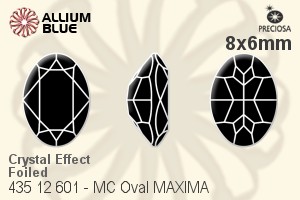 寶仕奧莎 機切橢圓形 MAXIMA 美飾瑪 花式石 (435 12 601) 8x6mm - 白色（鍍膜） DURA™耐用金屬箔底 - 關閉視窗 >> 可點擊圖片