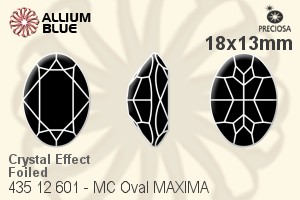 寶仕奧莎 機切橢圓形 MAXIMA 美飾瑪 花式石 (435 12 601) 18x13mm - 白色（鍍膜） DURA™耐用金屬箔底 - 關閉視窗 >> 可點擊圖片