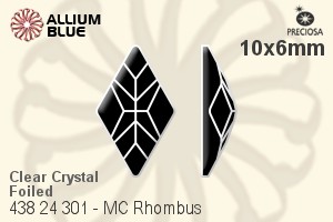 Preciosa プレシオサ MC マシーンカットRhombus ラインストーン (438 24 301) 10x6mm - クリスタル 裏面Dura™フォイル - ウインドウを閉じる