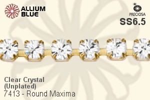 Preciosa Round Maxima Cupchain (7413 0027), Unplated Raw Brass, With Stones in PP14 - Clear Crystal